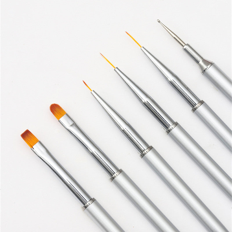 6 pcs nail brush double-headed drill pens nail brush sets